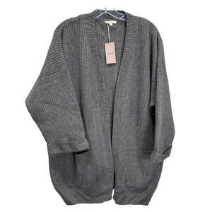 NAP Cashmere Oversized Cardigan Sweater Gray XL